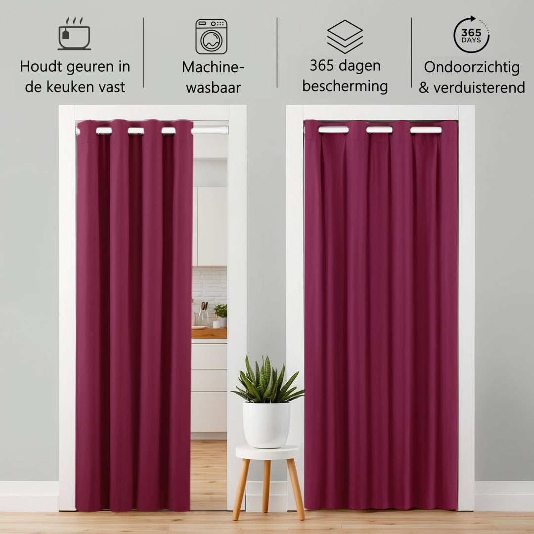 Premium Türvorhang mit silberner Teleskopstange, 1-Minuten-Montage ohne Bohren, Sicht,- Lärmschutz und Thermische Isolation, Perfekte Passform & Eleganz trifft auf Funktionalität