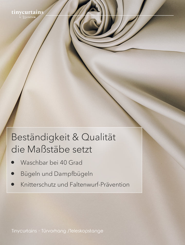 Premium Türvorhang mit silberner Teleskopstange, 1-Minuten-Montage ohne Bohren, Sicht,- Lärmschutz und Thermische Isolation, Perfekte Passform & Eleganz trifft auf Funktionalität