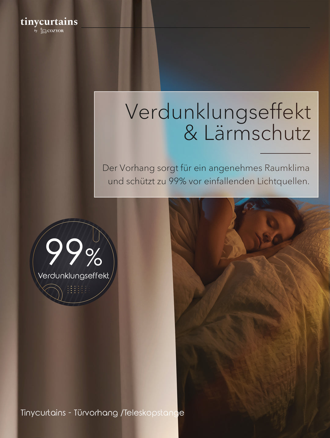 Premium Türvorhang mit silberner Teleskopstange, 1-Minuten-Montage ohne Bohren, Sicht,- Lärmschutz und Thermische Isolation, Perfekte Passform & Eleganz trifft auf Funktionalität