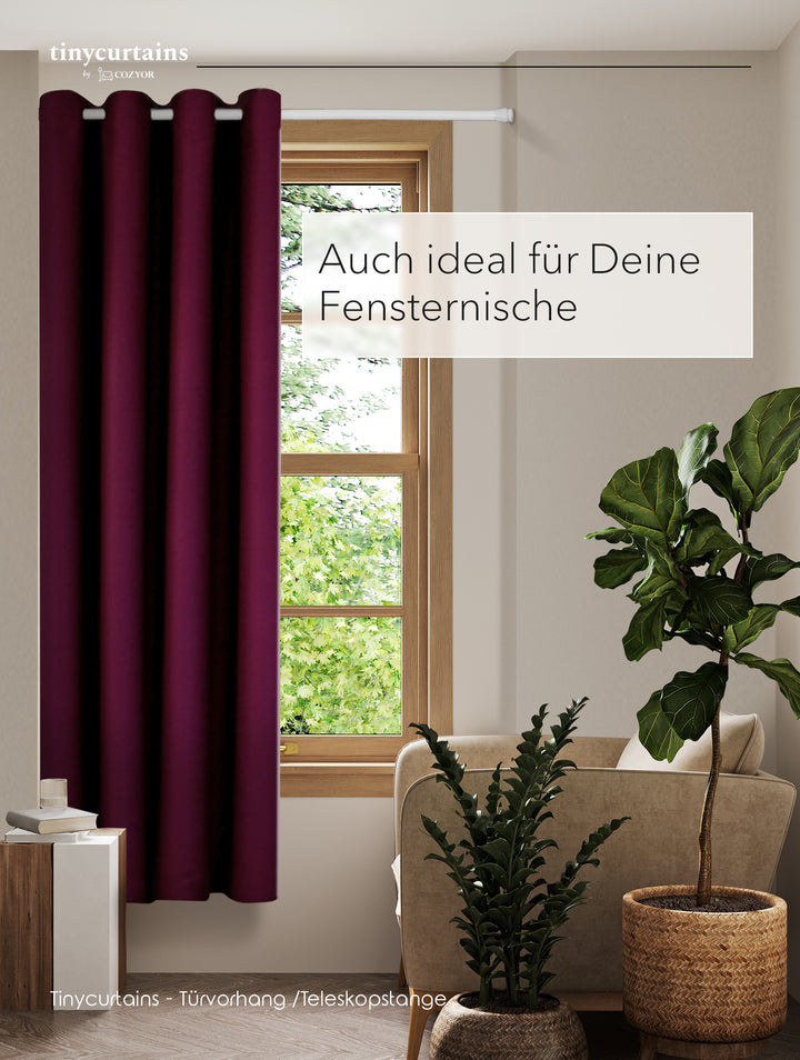 Premium Türvorhang mit silberner Teleskopstange, 1-Minuten-Montage ohne Bohren, Sicht,- Lärmschutz und Thermische Isolation, Perfekte Passform & Eleganz trifft auf Funktionalität