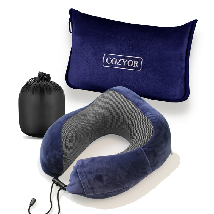 Cozyor Nackenkissen mit verstellbarem Verschluss + praktischer Tasche, Memoryschaum, waschbarer Bezug, ideal zum Reisen und für zu Hause