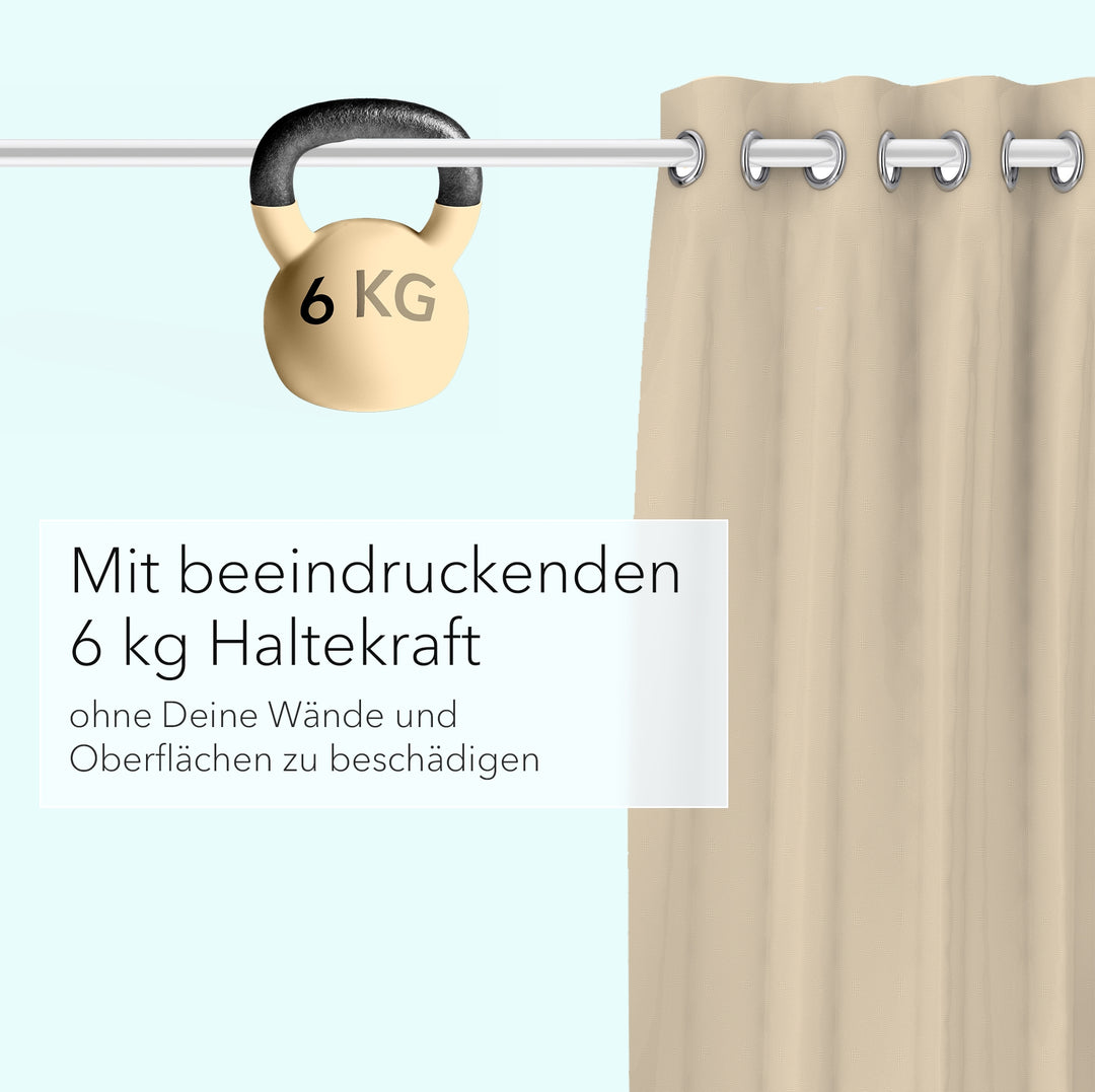 Premium Teleskopstange, 1-Minuten-Montage ohne Bohren, als Duschvorhangstange, für Schranksysteme & Nischen, Perfekte Passform & Eleganz trifft auf Funktionalität