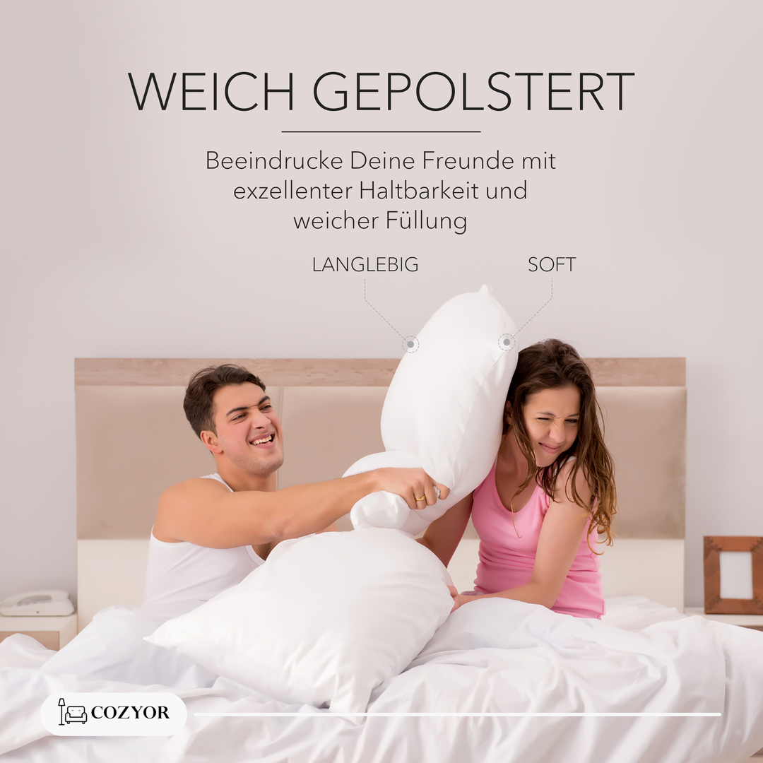 Dekokissen Sofakissen prall gefüllt, 100% Polyester weich & allergikerfreundlich , Füllkissen, Kuschelkissen