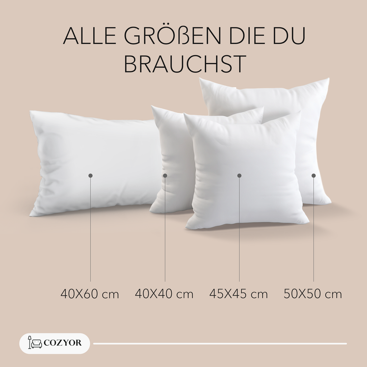 Dekokissen Sofakissen prall gefüllt, 100% Polyester weich & allergikerfreundlich , Füllkissen, Kuschelkissen